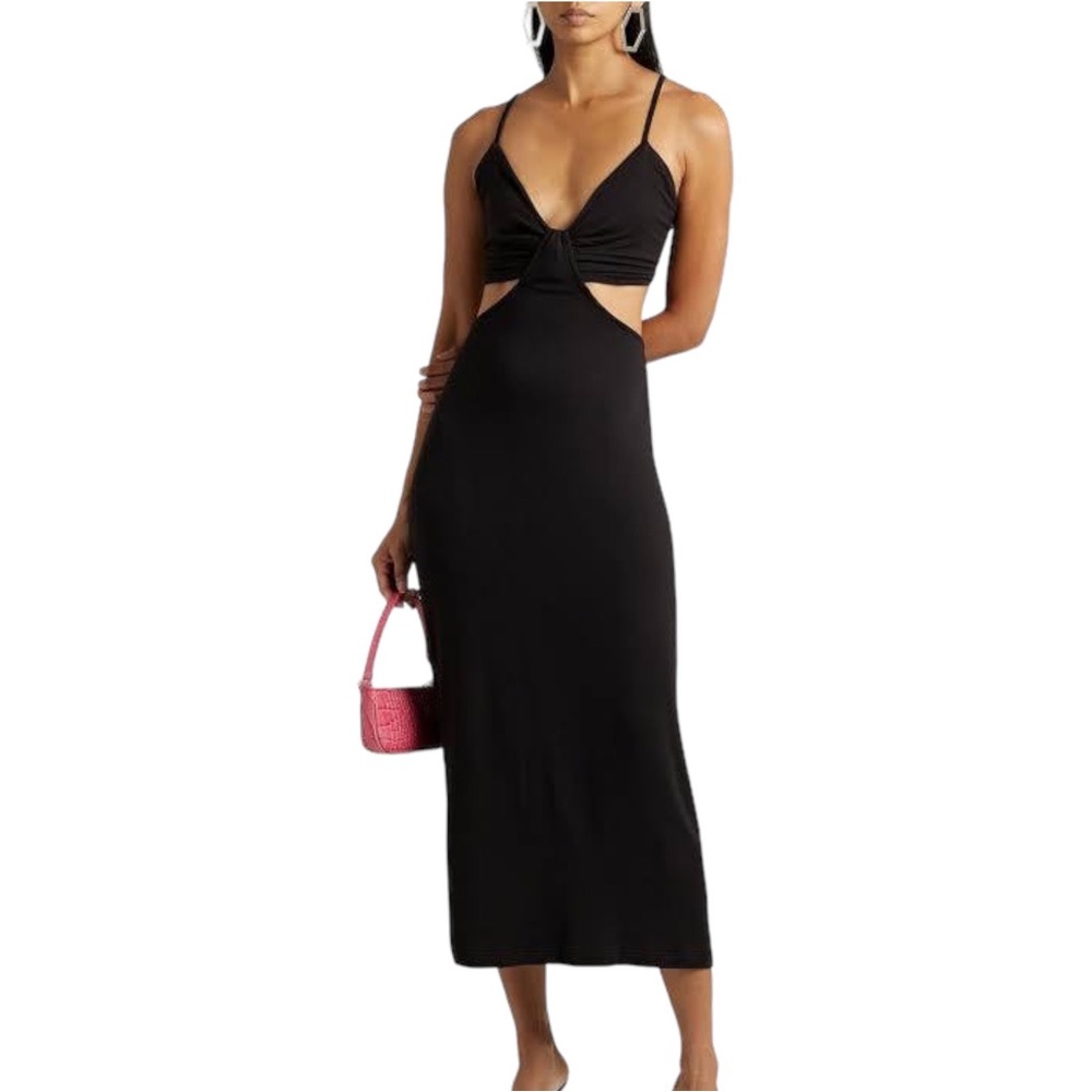 Walter Baker Sandrine‎ Cut Out Midi Dress Black Womens Size Medium NEW